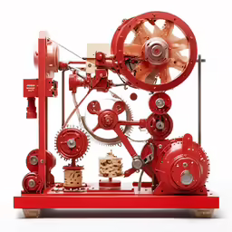the small clock has wheels attached to it