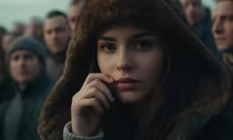 people in the background wearing cold clothes and hoods