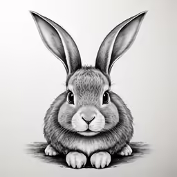 a rabbit is looking at the camera with its head down