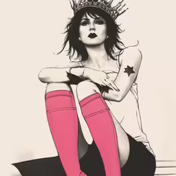 an artwork with a woman in stockings and stockings