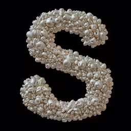 the letter s made up of white balls and pearls