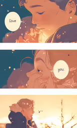there is an anime with a man kissing his girl