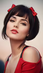 an image of a woman in red posing