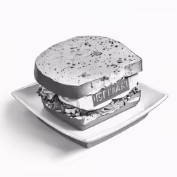 a drawing of a sandwich on a plate