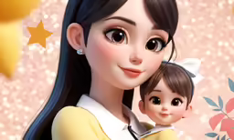 a doll with long hair sitting next to a doll