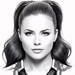 a 3d female model, wearing a leather shirt and tie