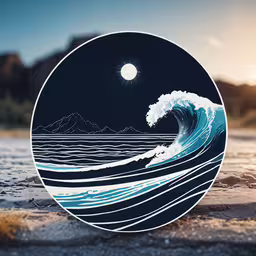 there is a painting that looks like a wave in the ocean,an image of a beautiful sea wave at dusk