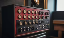 a wall mounted radio control panel sitting in front of a window