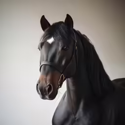 a brown horse is posing for a photo