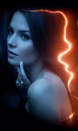 a girl wearing a ring posing with a background that looks like a wave