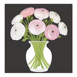 a vase with a bunch of flowers sitting in it,a vase with flowers painted on it,the image shows a vase with many flowers,pink and white flowers in a vase,a white vase filled with pink and white flowers