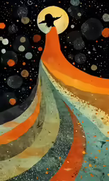 a painting of an abstract woman with a full moon in her head
