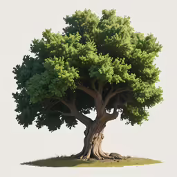 a tree with green leaves on a hill