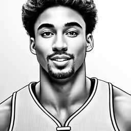 a basketball player poses for a drawing in a picture