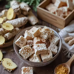 several different kinds of food and wooden spoons