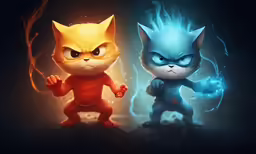 two cartoon cats are standing side by side