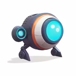 the toy robot with light up eyes and two wheels