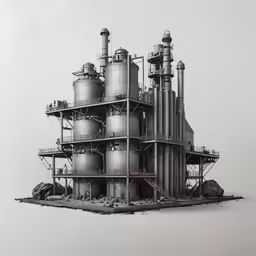 a very large, tall building with some pipes on top