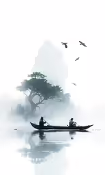 two people in a boat in the water