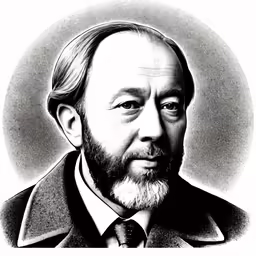 a black and white portrait of a man with a beard