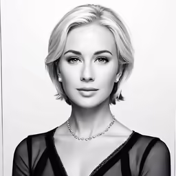 a woman with a very small chest and necklace