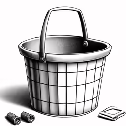 a drawing of a basket and phone