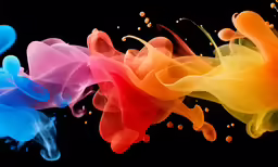 the colors of water are in multiple different colored ribbons