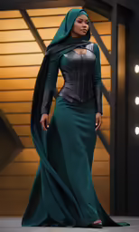 a woman dressed as an ananahna and posing in green