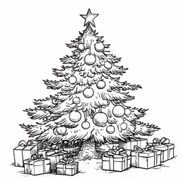 a christmas tree with presents underneath it