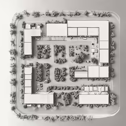 an aerial view of a house with lots of trees