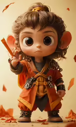 a cute doll with an evil look and big eyes