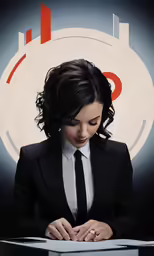 a woman with a diamond ring wearing a suit and tie