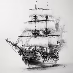 a ship with smoke coming out of it