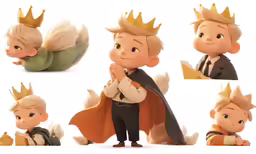 different poses and postures of young prince figurines