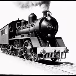 black and white photograph of an old steam train