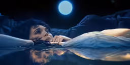 the young woman is laying on the floor