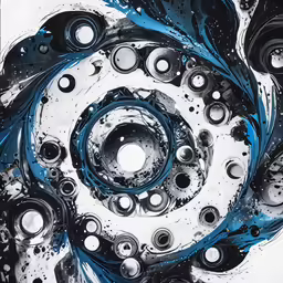 the inside of an abstract painting with water bubbles