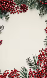 a christmas frame made with greenery and berries