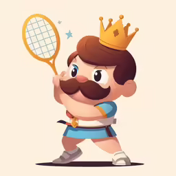 a cartoon character that is wearing a crown and holding a tennis racquet