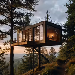 a treehouse that has a view of the sky