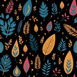 a close up of a black background with different types of leaves