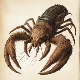 large crab with a wire wrapped around its back leg