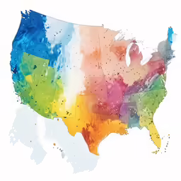 a map of the united states with a lot of color
