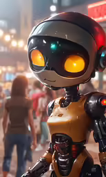 an image of a robot walking in the street