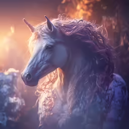 a horse with horns is shown in the dark