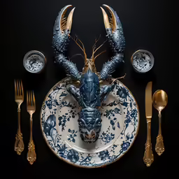 a table with two plates and utensils in it