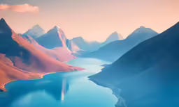 a mountain range in the distance, surrounded by water