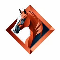 a horse in an orange frame on a white background
