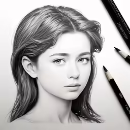 a black and white photo of a girl with long hair