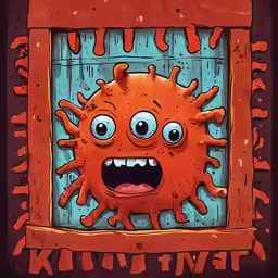 an orange cartoony character with big eyes and mouth